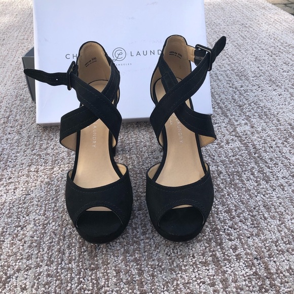 Black suede heeled sandal - Picture 2 of 6